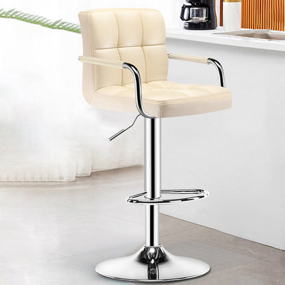 Modern Minimalist Rectangular PU Leather Latex Iron Bar Stool Backrest Armrest For Dining Room