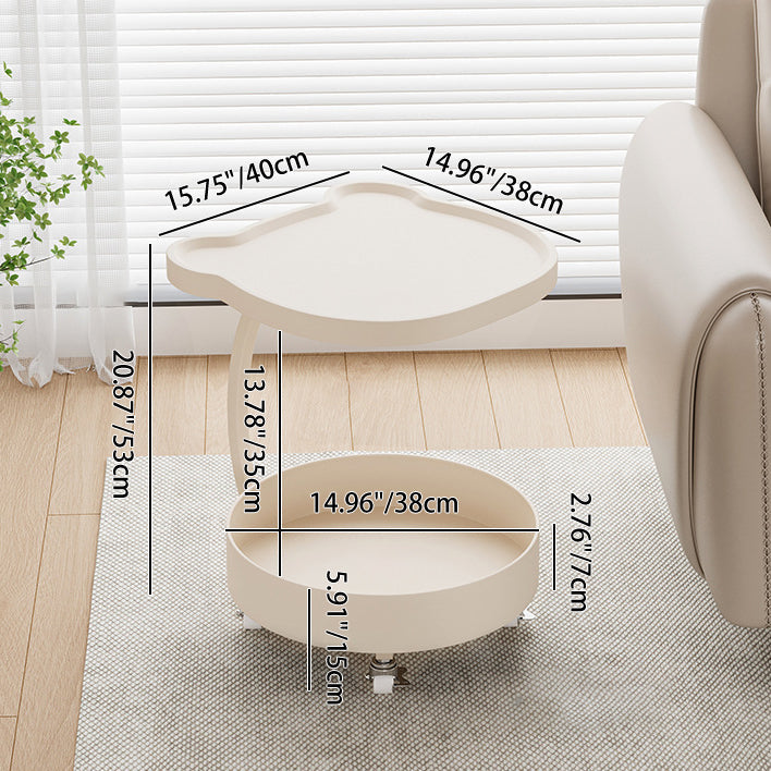 Contemporary Creative Medium-Density Fiberboard Iron Bear-Shaped Movable Side Table 2-Tier For Living Room