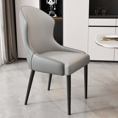 Modern Minimalist Curved Rectangular Cat Claw Leather Solid Wood Carbon Steel Dining Chair Backrest Armless For Dining Room