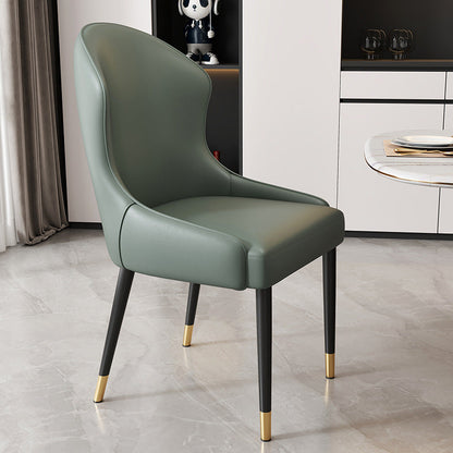 Modern Minimalist Curved Rectangular Cat Claw Leather Solid Wood Carbon Steel Dining Chair Backrest Armless For Dining Room