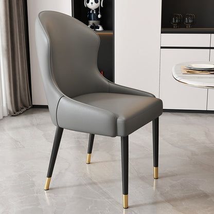 Modern Minimalist Curved Rectangular Cat Claw Leather Solid Wood Carbon Steel Dining Chair Backrest Armless For Dining Room
