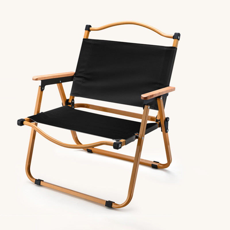 Modern Minimalist Square Fabric Carbon Steel Beech Wood Backrest Armrest Folding Chair For Outdoor