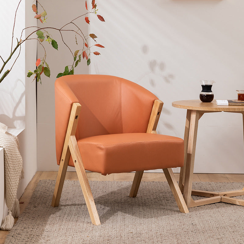 Contemporary Scandinavian Square Rubberwood Solid Wood Plywood High-Quality Synthetic Fabric Faux Wool Backrest Chair For Living Room