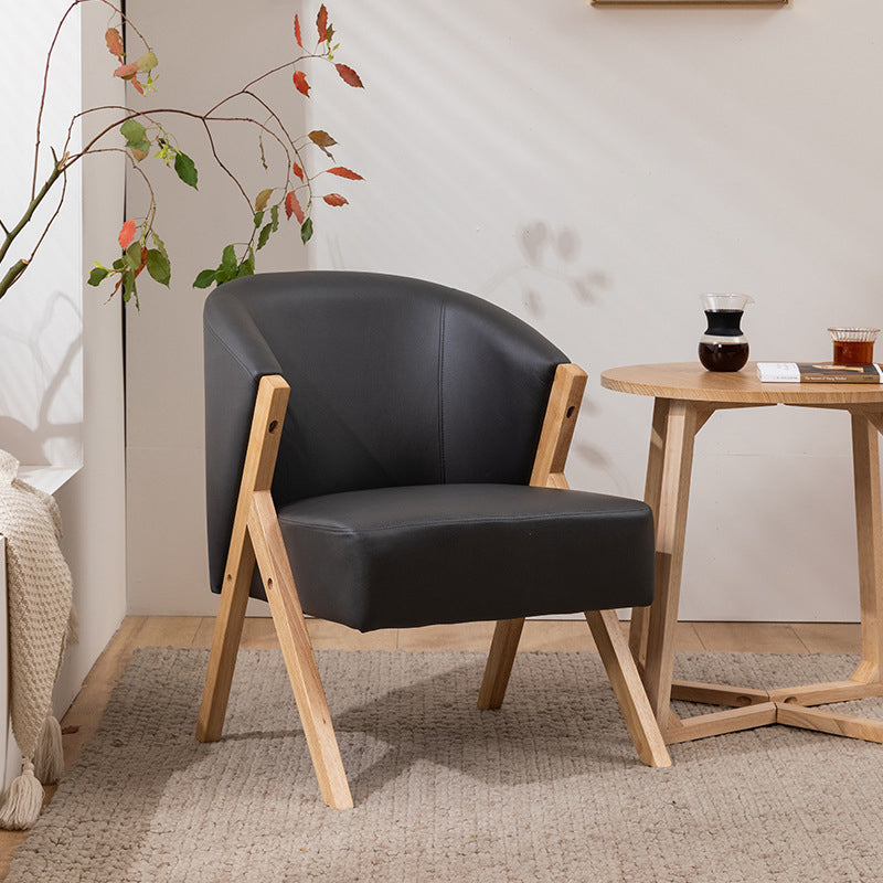 Contemporary Scandinavian Square Rubberwood Solid Wood Plywood High-Quality Synthetic Fabric Faux Wool Backrest Chair For Living Room