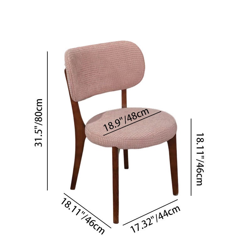 Traditional French Round Cushion Color-Spun Fabric Solid Ash Wood Dining Chair With Backrest For Dining Room & Kitchen