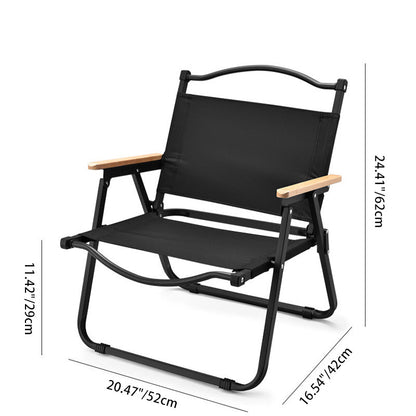 Modern Minimalist Square Fabric Carbon Steel Beech Wood Backrest Armrest Folding Chair For Outdoor