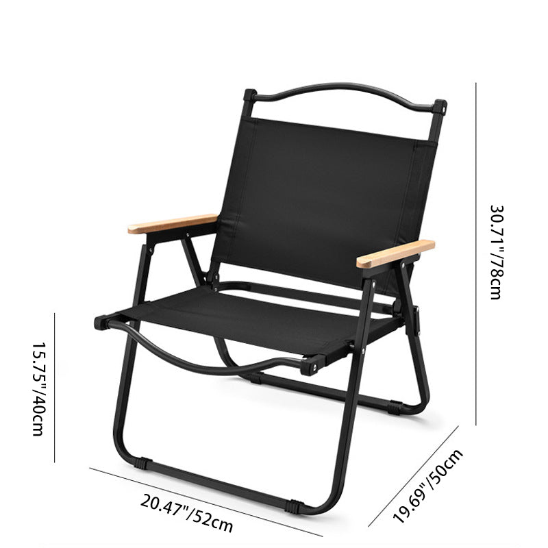 Modern Minimalist Square Fabric Carbon Steel Beech Wood Backrest Armrest Folding Chair For Outdoor