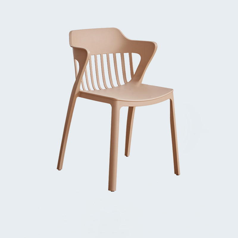Modern Minimalist Openwork Rectangular PVC Dining Chair Backrest Armless For Dining Room