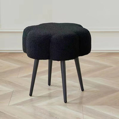 Contemporary Scandinavian Artificial Wood Sherpa Fabric Foam Sponge Armless Vanity Stool For Bedroom