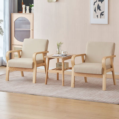 Modern Minimalist Pine Solid Wood Plywood Medium Density Fiberboard PU Leather Latex Beads Table & Chair Set for Living Room