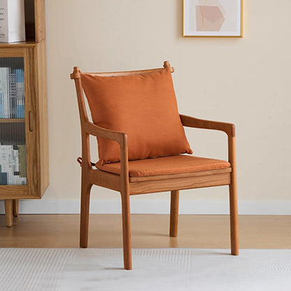 Contemporary Scandinavian Square Cherry Wood Solid Wood Polyester Cotton Linen Foam Sponge Dining Chair For Dining Room
