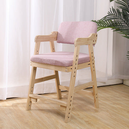 Modern Minimalist Adjustable Solid Pine Wood Cotton Linen Foam Sponge Kids Chair For Bedroom