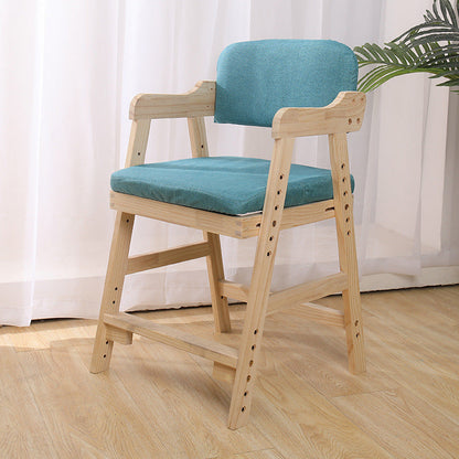 Modern Minimalist Adjustable Solid Pine Wood Cotton Linen Foam Sponge Kids Chair For Bedroom