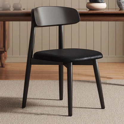 Traditional Vintage Square Rubberwood PU Leather Foam Sponge Armless Dining Chair For Dining Room