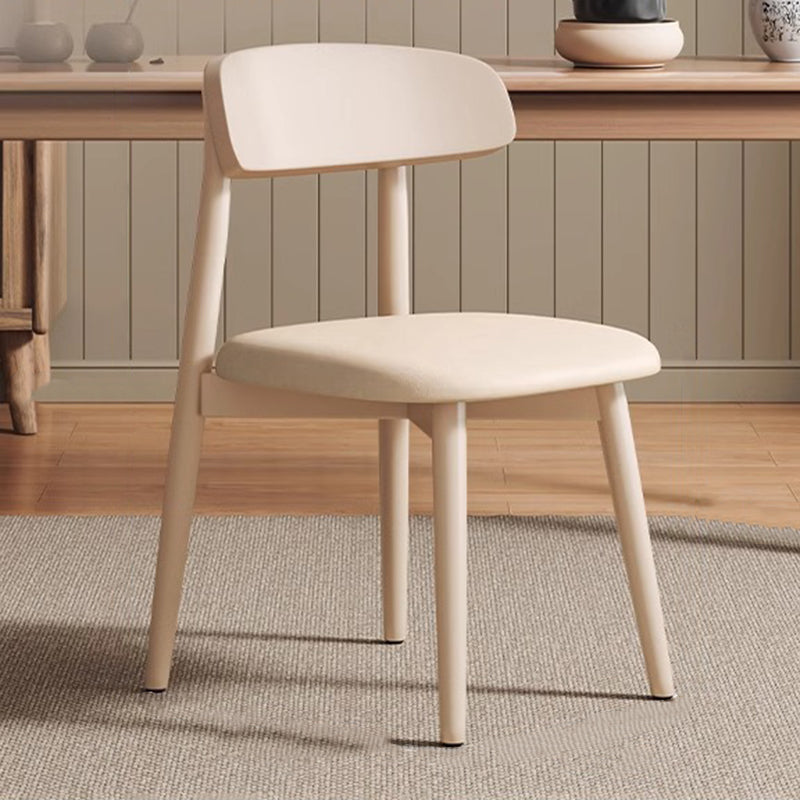 Traditional Vintage Square Rubberwood PU Leather Foam Sponge Armless Dining Chair For Dining Room