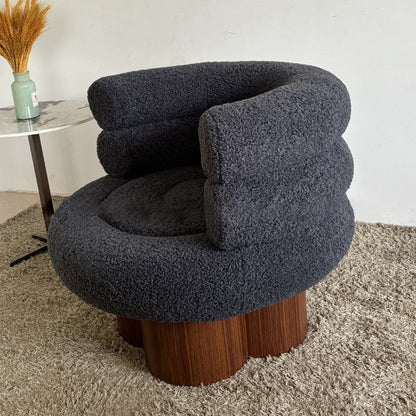 Traditional French Curved Sherpa Fabric Solid Wood Iron Vanity Stool Backrest Armless For Bedroom