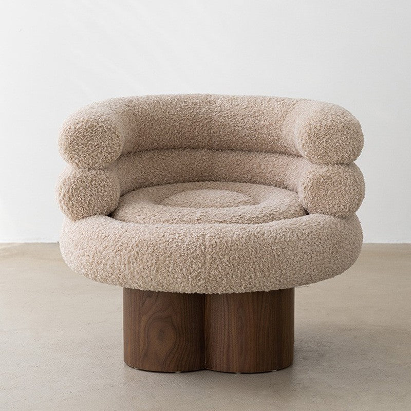 Traditional French Curved Sherpa Fabric Solid Wood Iron Vanity Stool Backrest Armless For Bedroom