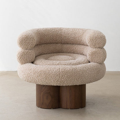 Traditional French Curved Sherpa Fabric Solid Wood Iron Vanity Stool Backrest Armless For Bedroom