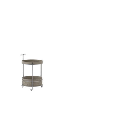 Rolling Round Faux Saddle Leather Acrylic Side Table - Vintage Dual-Layer Storage Trolley With Stainless Steel Frame For Living Room