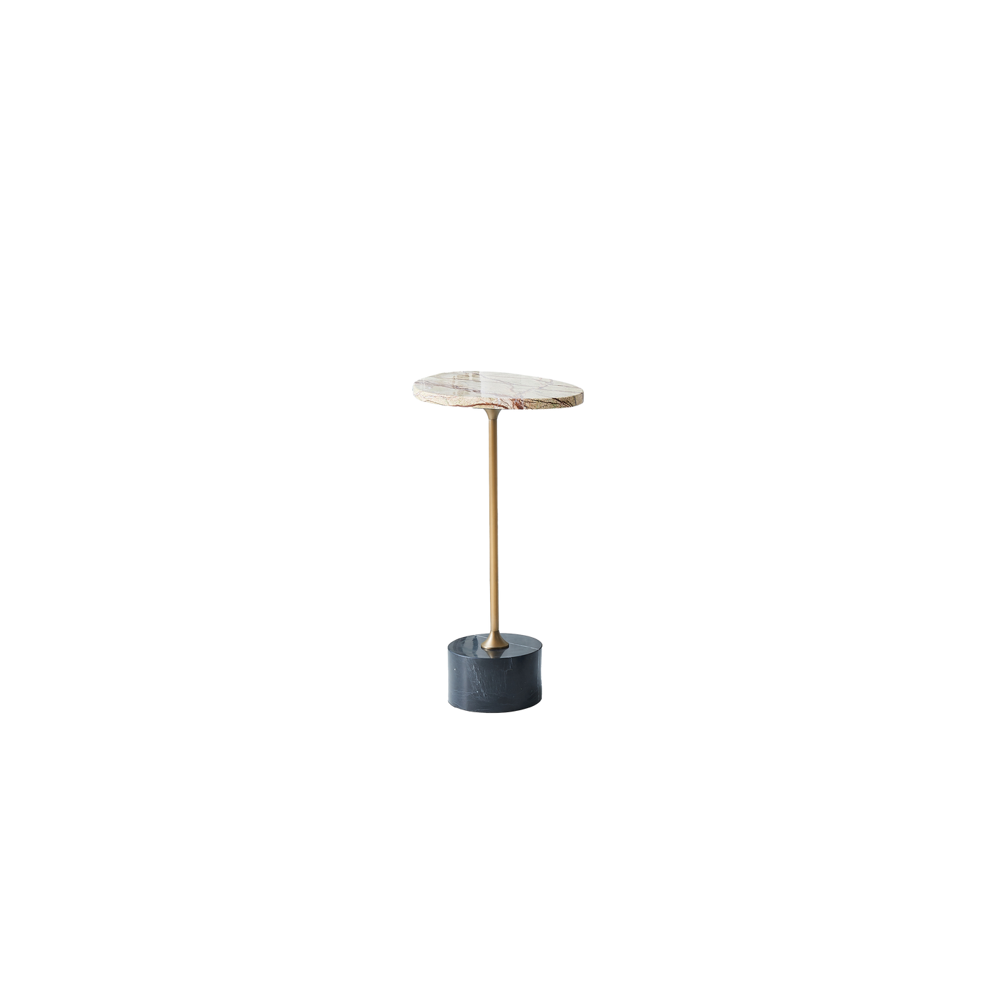 Asymmetrical Top Oval Marble End Table - Japanese Accent Table For Living Room