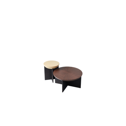 Geometric Cross Base Round Solid Wood Coffee Table - Scandinavian Radiating Grain Tea Table For Living Room