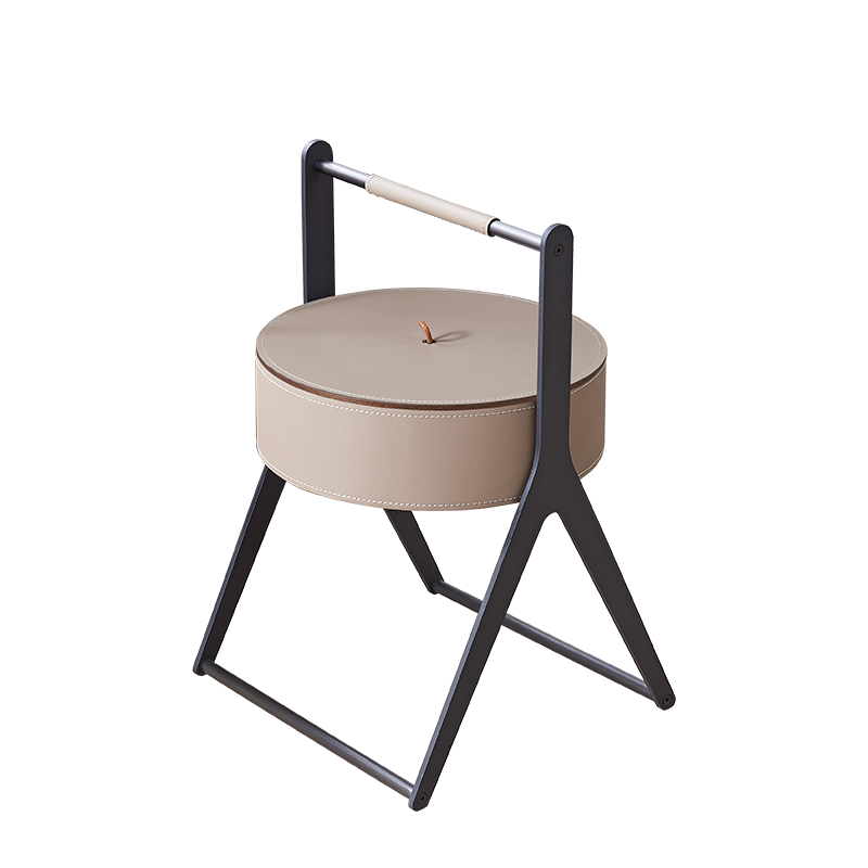 A-Shaped Concealed 1-Storage Faux Saddle Leather End Table - Scandinavian Removable Lid Side Table For Living Room