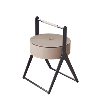 A-Shaped Concealed 1-Storage Faux Saddle Leather End Table - Scandinavian Removable Lid Side Table For Living Room