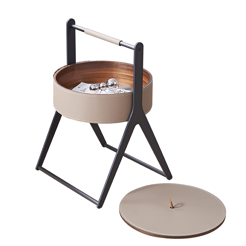A-Shaped Concealed 1-Storage Faux Saddle Leather End Table - Scandinavian Removable Lid Side Table For Living Room