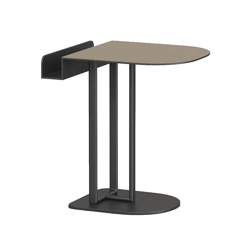 Semi-Round Narrow Faux Saddle Leather Side Table - Luxury Space-Saving End Table For Urban Living