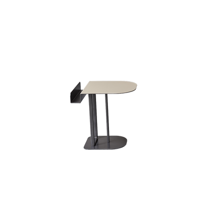 Semi-Round Narrow Faux Saddle Leather Side Table - Luxury Space-Saving End Table For Urban Living