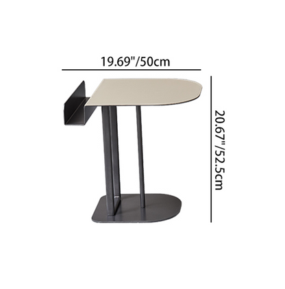 Semi-Round Narrow Faux Saddle Leather Side Table - Luxury Space-Saving End Table For Urban Living