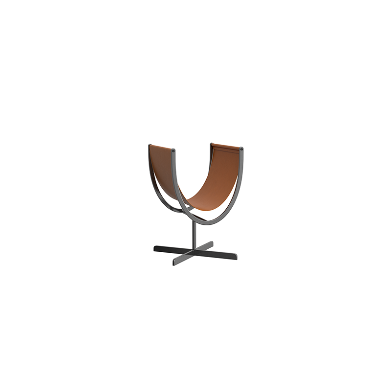 Artistic U-Shaped Cross-Base Faux Saddle Leather End Table - Creative Accent Table For Living Room