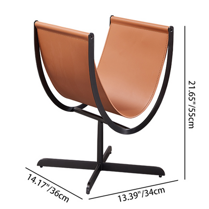 Artistic U-Shaped Cross-Base Faux Saddle Leather End Table - Creative Accent Table For Living Room