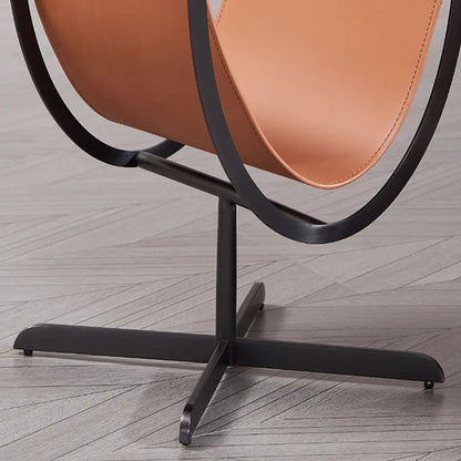 Artistic U-Shaped Cross-Base Faux Saddle Leather End Table - Creative Accent Table For Living Room
