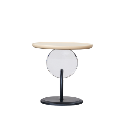 Stylish Round Acrylic Wood Side Table - Creative Accent End Table For Living Room