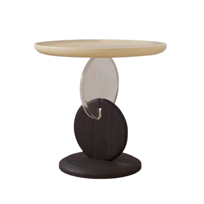 Stylish Round Acrylic Wood Side Table - Creative Accent End Table For Living Room