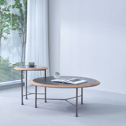 Round Nesting Solid Wood Coffee Table - Minimalist Accent End Table For Living Room