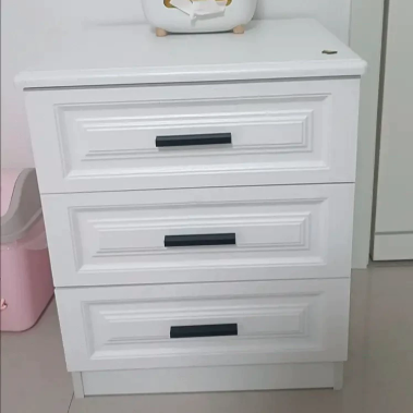 Contemporary Nordic Square Rectangular MDF Pine Wood Nightstand 2/3-Drawer For Bedroom