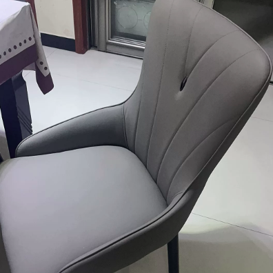 Contemporary Nordic Square Faux Leather Carbon Steel Dining Chair Backrest Armrest For Dining Room & Kitchen