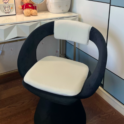 Contemporary Nordic Square Rectangular Velvet Pine Wood Swivel Dining Chair Backrest Armless For Dining Room & Kitchen
