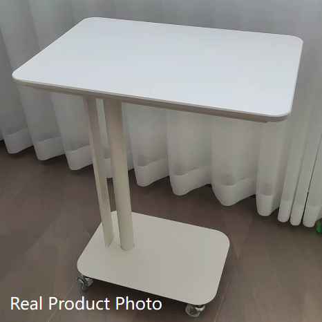 Contemporary Nordic Sintered Stone Marble Texture Rectangular Top Carbon Steel Side Table With Wheels 2-Tier For Living Room