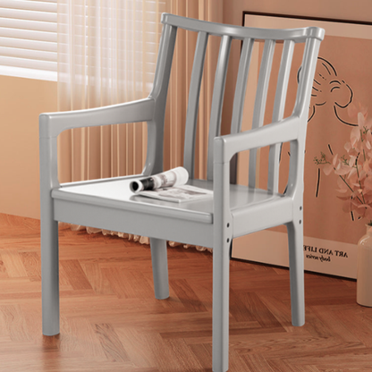 Modern Minimalist Rectangular Rubberwood Synthetic Fabric Sponge Dining Chair Backrest Armrest For Dining Room