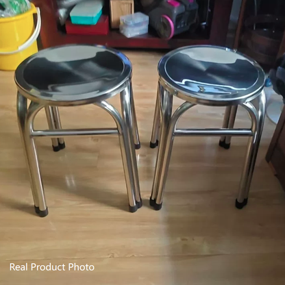 Modern Minimalist Round Stainless Steel Stackable Dining Chair Backless For Dining Room
