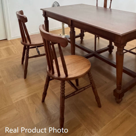 Modern Mid-Century Round Chinese Toon Wood Dining Chair Spindle Back Footrest For Dining Room