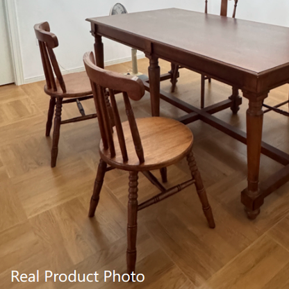 Modern Mid-Century Round Chinese Toon Wood Dining Chair Spindle Back Footrest For Dining Room