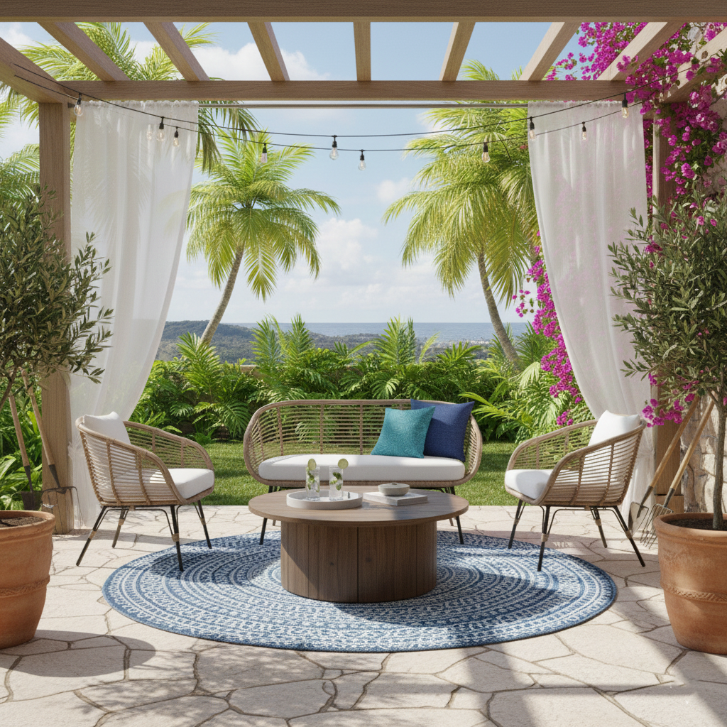 Moisture-Absorbing Boho Accent Chair - Sturdy Rattan & Stable Iron Garden Chair For Garden & Outdoor Patio