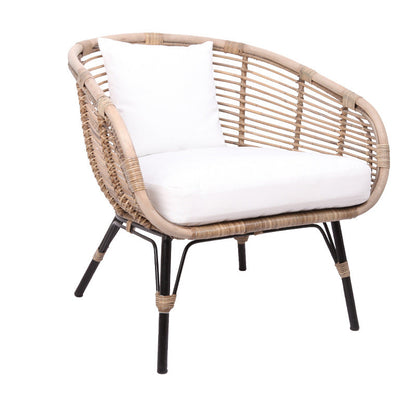 Moisture-Absorbing Boho Accent Chair - Sturdy Rattan & Stable Iron Garden Chair For Garden & Outdoor Patio