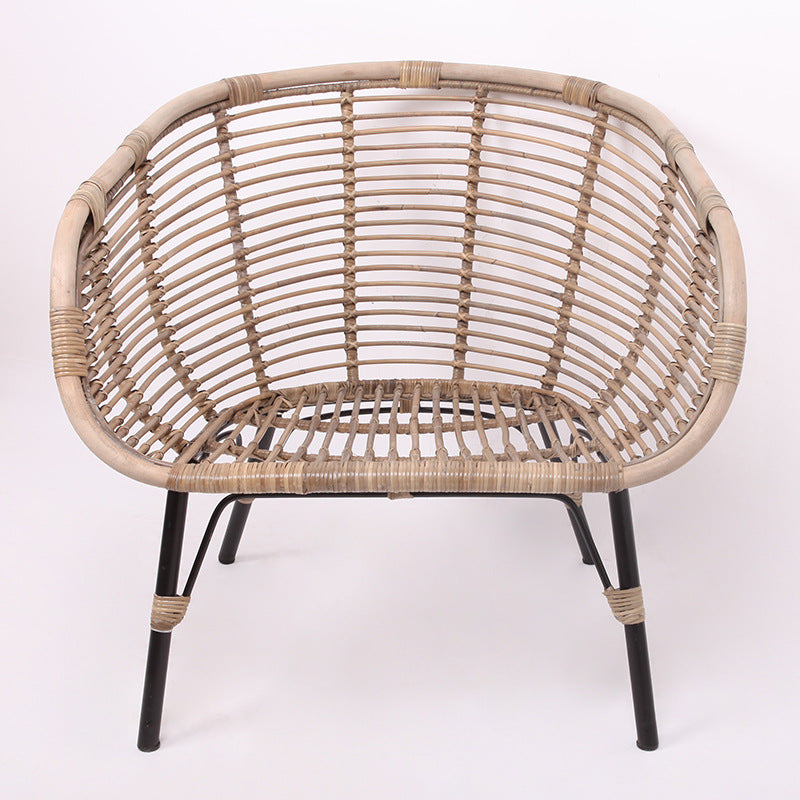 Moisture-Absorbing Boho Accent Chair - Sturdy Rattan & Stable Iron Garden Chair For Garden & Outdoor Patio