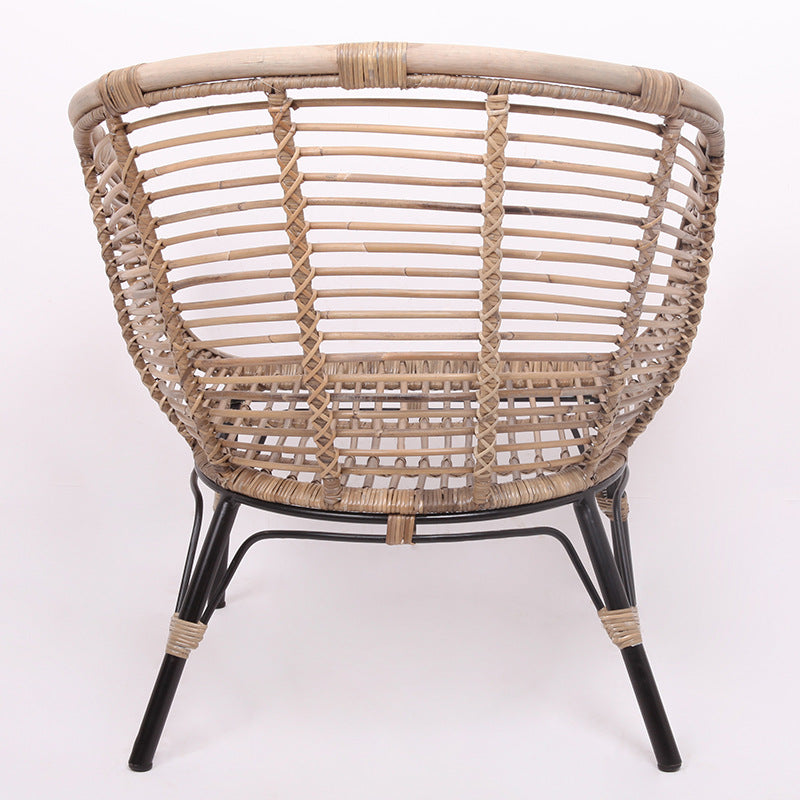 Moisture-Absorbing Boho Accent Chair - Sturdy Rattan & Stable Iron Garden Chair For Garden & Outdoor Patio
