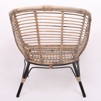 Moisture-Absorbing Boho Accent Chair - Sturdy Rattan & Stable Iron Garden Chair For Garden & Outdoor Patio